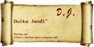 Dulka Jenő névjegykártya